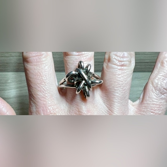 Vintage Handmade Sterling Silver Designer RD Knotted Weave Band Ring, Size 12 - Picture 10 of 12